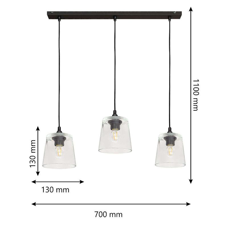 HELAM SUSPENSION LUCEA À 3 LAMPES TRANSPARENT