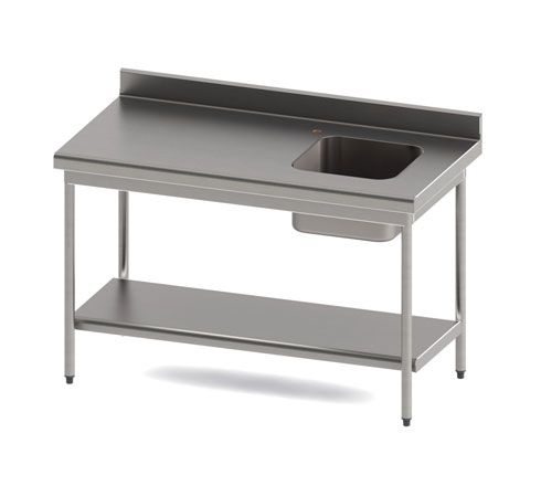 Table inox du chef - Sofinor - avec cuve soudée, dosseret incliné et pieds réglables_0
