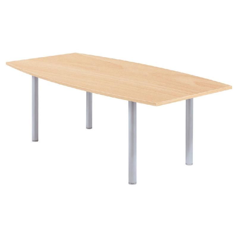 TABLE TONNEAU AVEC ÉLECTRIFICATION ACTUAL L. 200 X 100 CM - PLATEAU HÊTRE - PIED TUBULAIRE ALUMINIUM