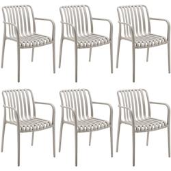 Tectake Chaises de jardin ALCUDIA empilables et résistantes aux intempéries - taupe, Lot de 6 - 406185 - gris plastique polypropylène 406185_0