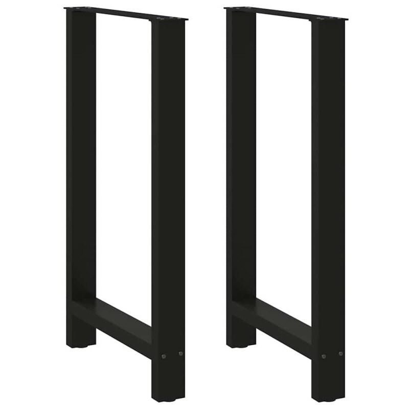 VidaXL Pieds De Table De Bar Noir 2 Pièces 60 X (100 101) Cm Acier - noir 4013344_0