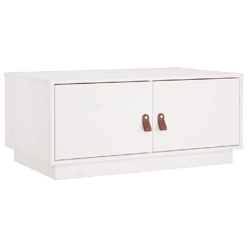 VidaXL Table basse Blanc 80x50x35 cm Bois massif de pin Modèle Luna Élégance - 818251XL_0