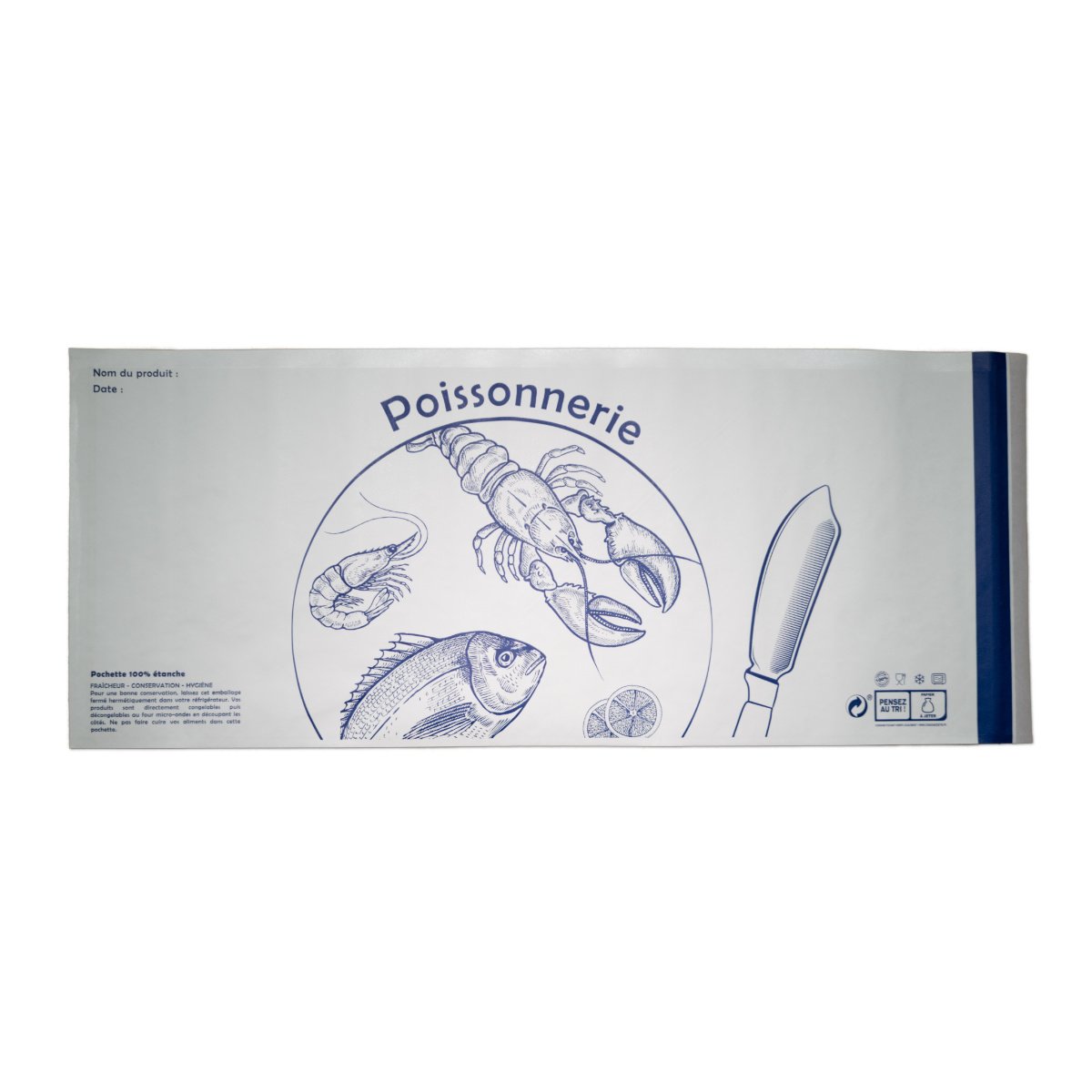 250 pochettes adhésives poissonnerie 28×66 cm - personnalisables - papier 64g/m² - étanches et résistantes_0