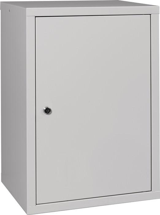 Armoire à suspendre H600xl400xP300 mm - Tôle pleine - Acier thermolaqué - Gris clair RAL 7035 - 1 tablette réglable_0