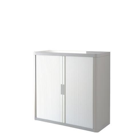 ARMOIRE À RIDEAUX DÉMONTABLE EASY OFFICE 104 X 110 CM CORPS GRIS - RIDEAUX BLANC