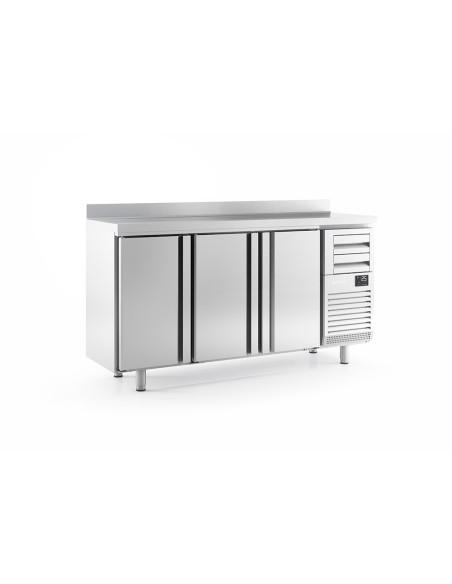 Arrière-bar 3 portes pleines adossée Infrico - Référence FMPP2000II - Inox AISI 304 - Volume 520L - Classe A_0