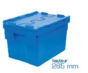 Bac en plastique avec couvercle intégré - Bac114bm4326020 - 22L - Couleur bleu - Poignées fermées_0