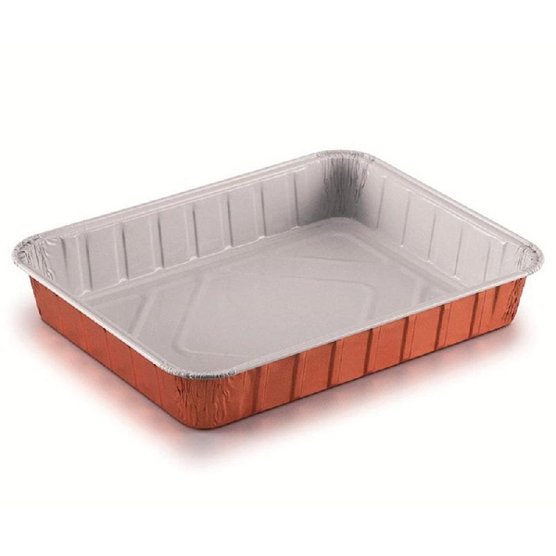 Barquette aluminium laqué cuivre intérieur blanc 1190cc 22,7x17,7x3,6cm par 100_0