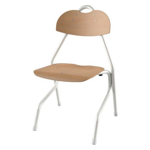 CHAISE TEMPO AST - T5 COQUE BOIS NATUREL - ALU BLANC 9016 - MOBIDECOR
