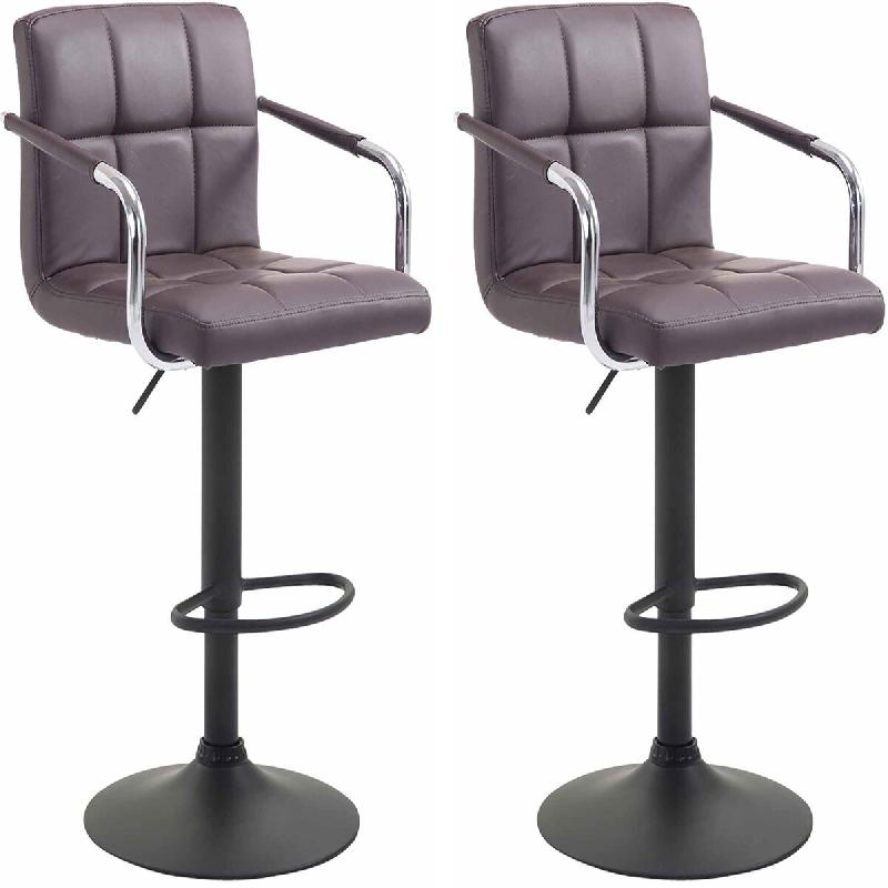 CLP Lot de 2 Tabourets de Bar Lucy  V2 en Similicuir Marron/Noir - marron polyester 315816_0