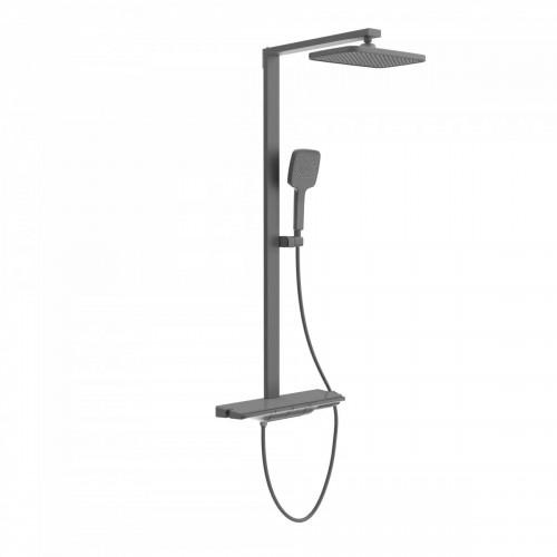COLONNE DE DOUCHE THERMOSTATIQUE AVEC TABLETTE VERRE - GRAPHITE MAT - HAWAII SCHÜTTE