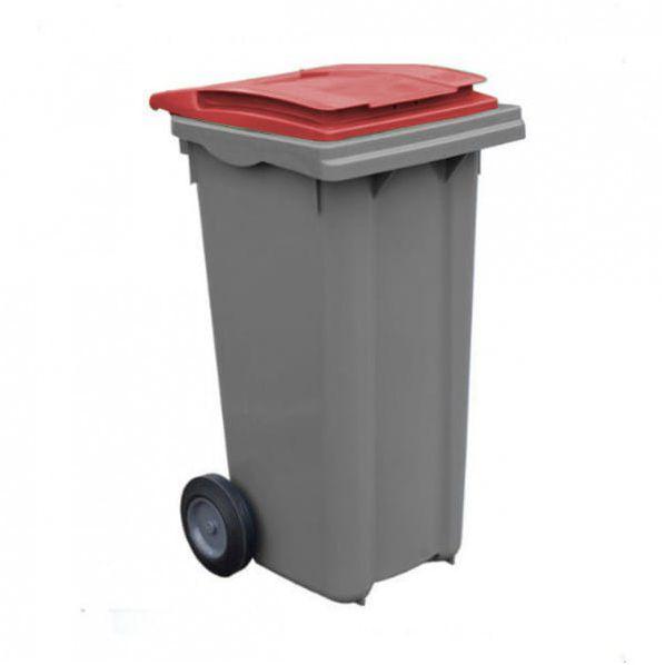 Conteneur poubelle bicolore - 120 litres Gris / Rouge Grenat (RAL 3000)_0
