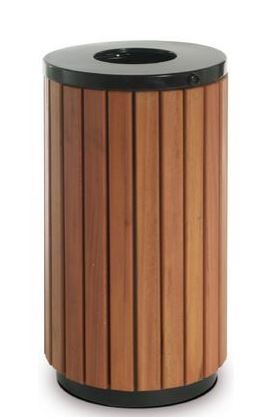 Corbeille publique ronde 70L - Aspect bois - Réf 160493_0