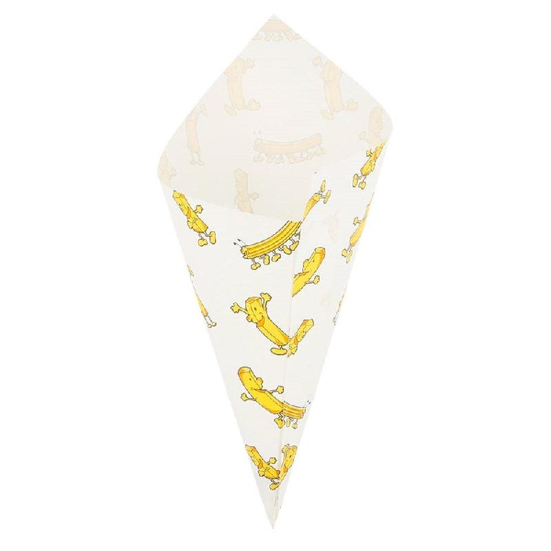 Cornet en papier ingraissable blanc imprimé 100g 24x17cm - par 2000_0