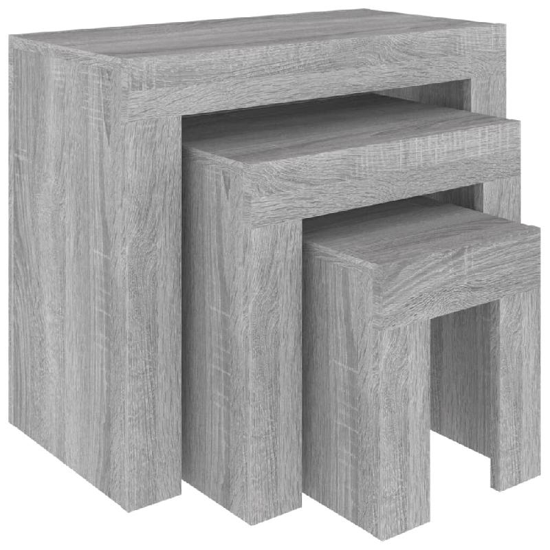 Décoshop26 - Lot de 3 tables d'appoint gigognes en bois d'ingénierie gris DEC040569 - gris Bois massif 3000265001610_0