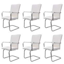Décoshop26 - Lot de 6 chaises de salle à manger avec accoudoirs en PVC blanc et cadre en fer DEC025470 - blanc 3000255262090_0