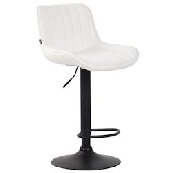 Décoshop26 - Tabouret de bar chaise haute x1 en PVC blanc coutures verticales support en métal noir 10_0005102 - blanc 3000252462936_0