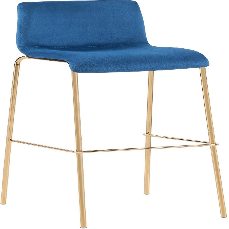 Décoshop26 - Tabouret de bar x1 en velours bleu cadre métallique doré à quatre pieds style chic et moderne 10_0006516 - bleu métal 3000265617804_0