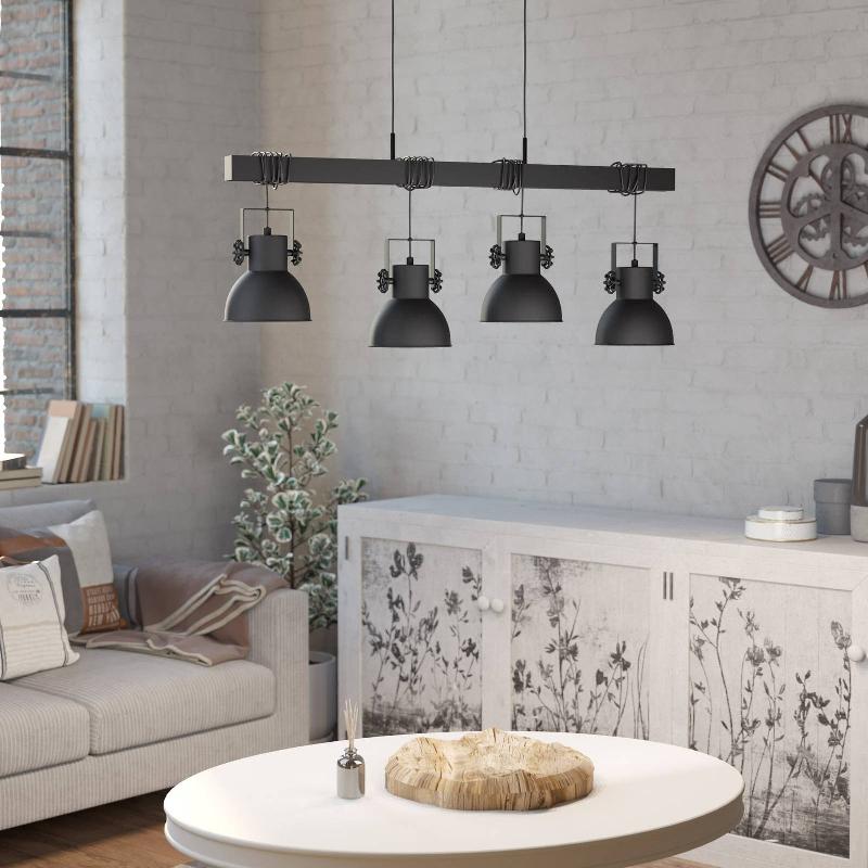 EGLO SUSPENSION SHIREBROOK, À QUATRE LAMPES, NOIRE