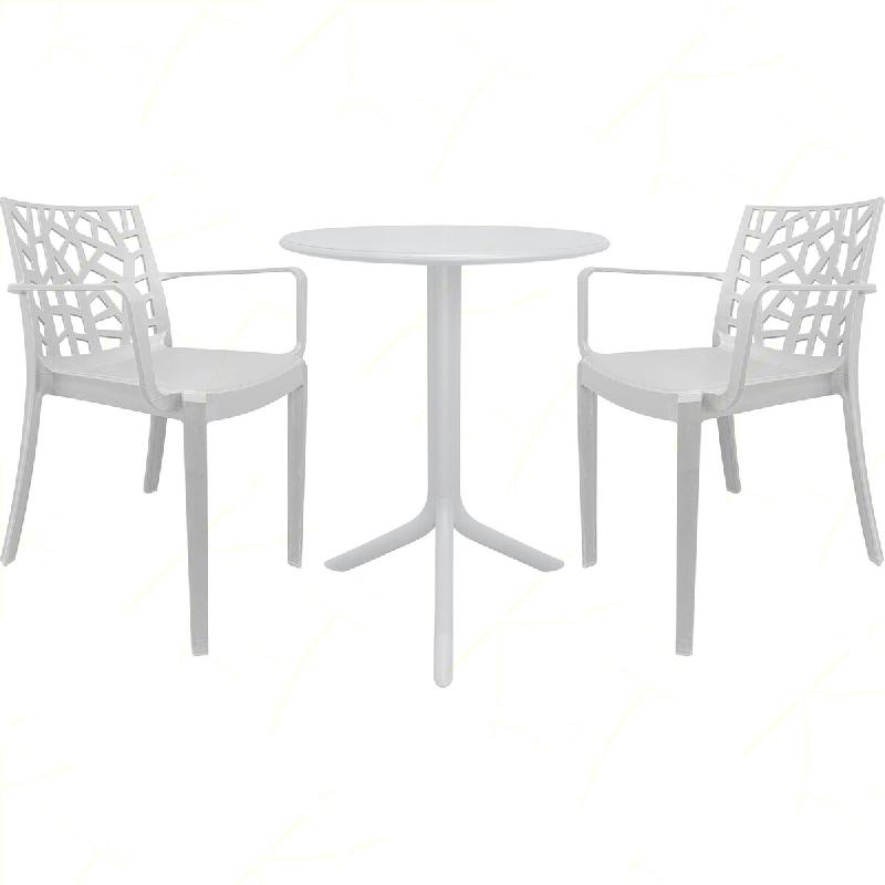 Ensemble de 2 fauteuils Matrix avec table ronde Spritz, blanc - blanc plastique polypropylène 8050054388779_0