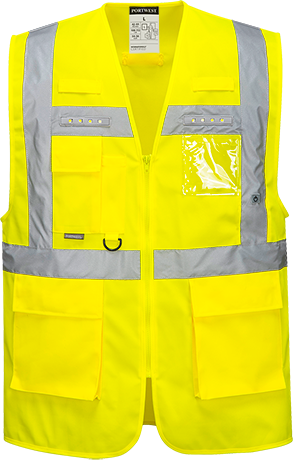 Gilet executive Orion LED jaune L476 - taille M - bandes réfléchissantes, porte-badge et 7 poches_0