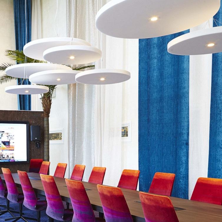 GoÏm Hush - Panneau acoustique plafond avec 3 lampes LED intégrées - Diamètre 78 cm, épaisseur 5 cm_0