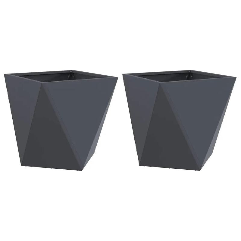 Helloshop26 - Lot de 2 jardinières carrées design moderne extérieur 40 x 40 x 40 cm en acier anthracite 02_0053067 - acier 3000237743715_0