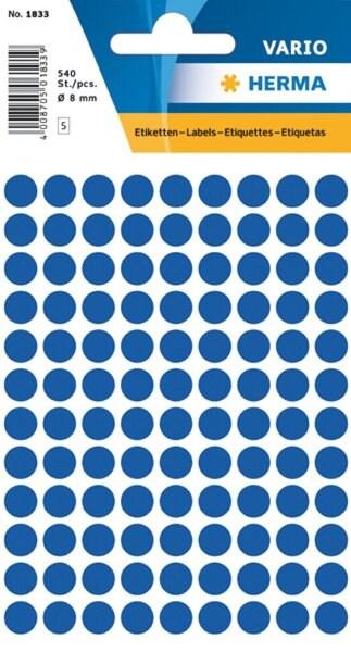 HERMA 540 étiquettes rouges multi-usage, format Ø 8 mm (5 feuilles 9x16 / cdt) - 1833_0