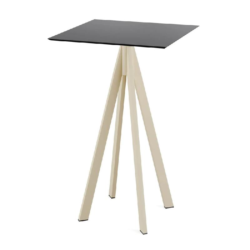 Infinity mange-debout avec piètement sable + plateau HPL noir 70x70 cm_0