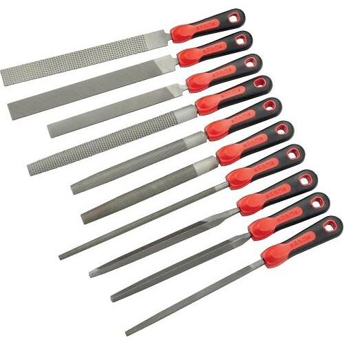JEU DE 10 LIMES ET RÂPES EMMANCHÉES - MANCHE BI-MATIÈRE SAM OUTILLAGE