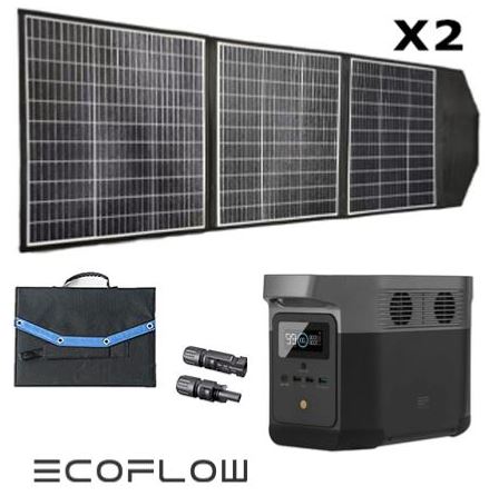 Kit station de charge portable EcoFlow Delta Mini - 1400W - 882Wh avec 2 panneaux solaires pliables 135W_0