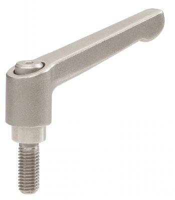 Manette indexable en inox à tige filetée - Corps sablé mat et composants en inox_0