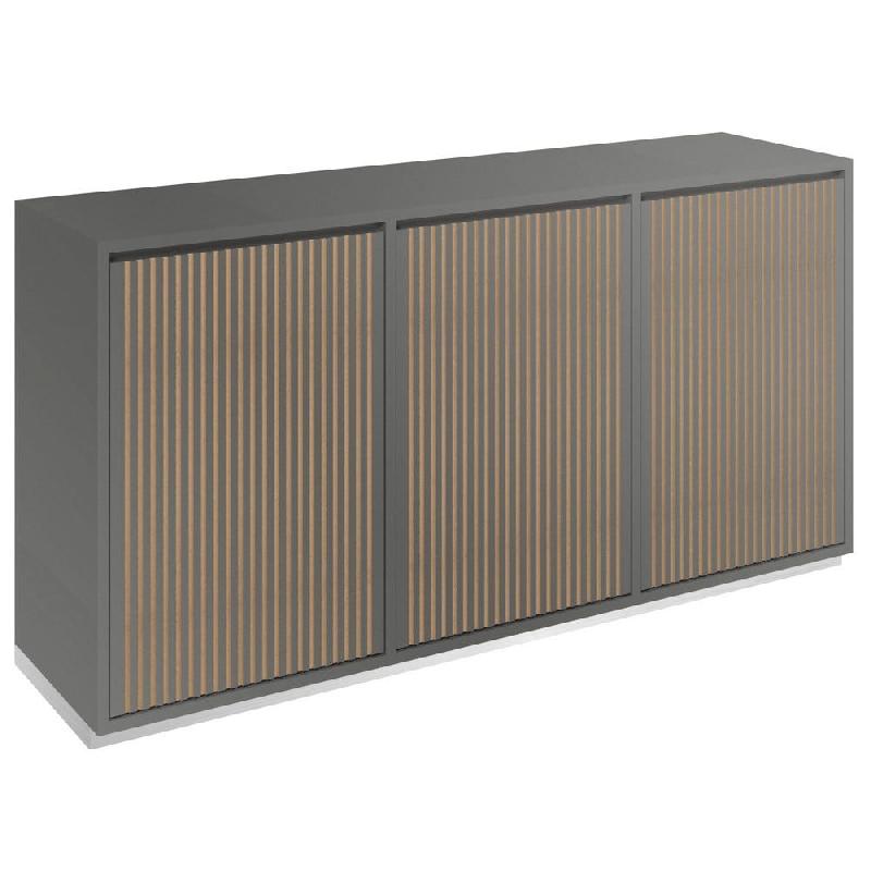 Meuble Vertigo T01 4 tiroirs anglaise 1 porte MDF naturel & gris alu 180x47x93cm_0