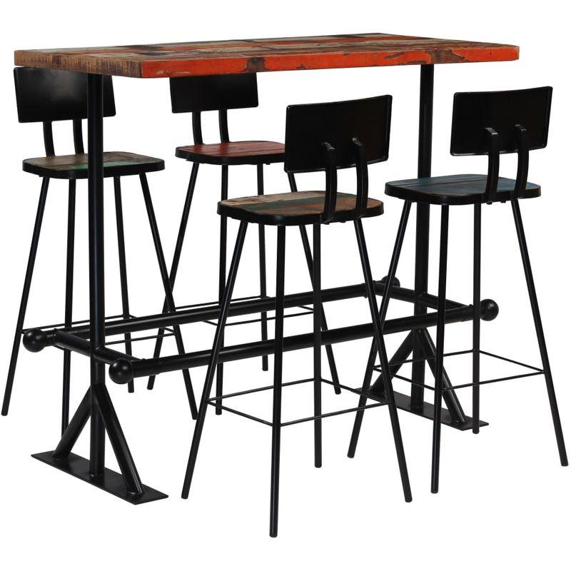 VIDAXL - MOBILIER DE BAR BOIS DE RÉCUPÉRATION MASSIF MULTICOLORE 5 PCS