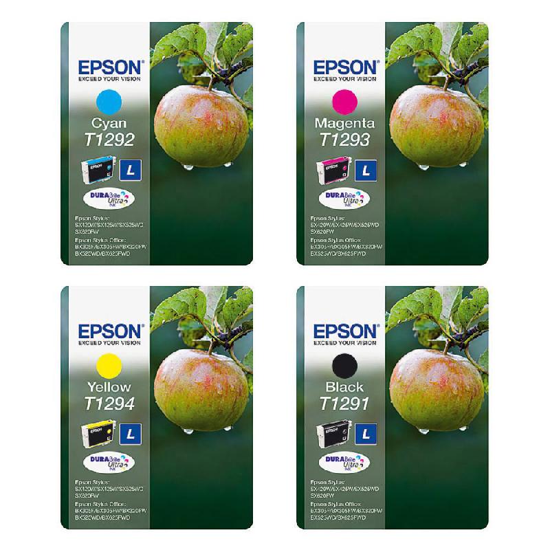 MULTIPACK EPSON T1295 - 4 COULEURS : NOIR, JAUNE, CYAN, MAGENTA - BOÎTIER RIGIDE