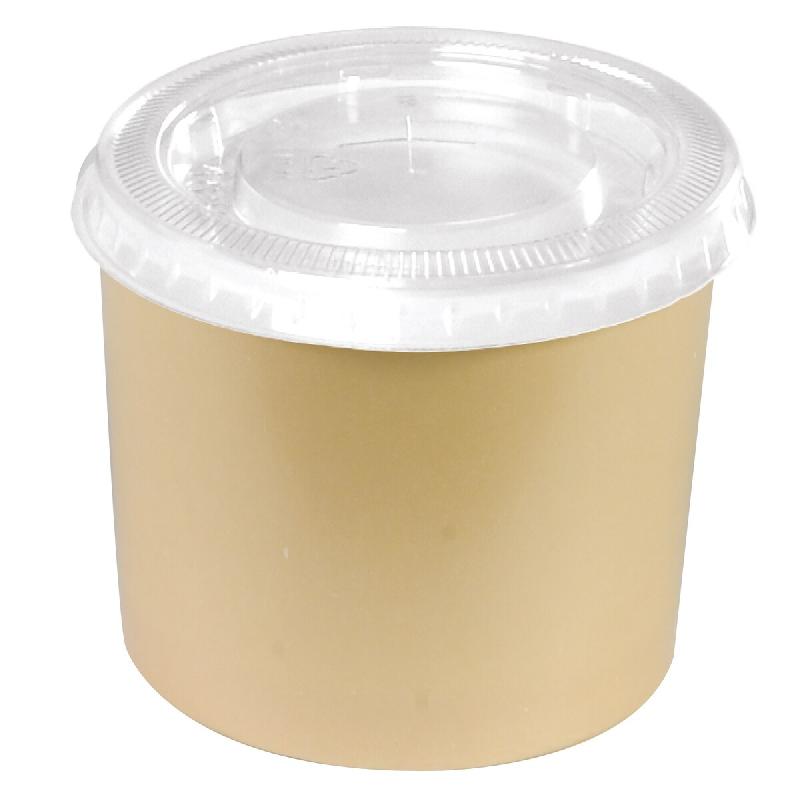 NOVACUP Combo Pot à Glace carton Beige 165ml  ECO PACKCouvercle recyclableSorbet Dessert Glacé    ø86x52mm Idéal Glace Artisanale - Lot de 3000 -_0