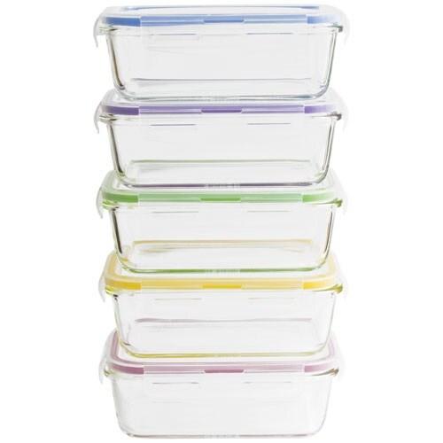 PEBBLY Set 5 Boîtes de conservation rectangulaires 0.85 L - multicolore 035-1229334_0