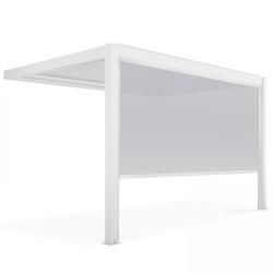 Oviala Business Pergola bioclimatique adossée blanche 3x4m et 1 Store 3,73 x 2,34 m - blanc aluminium 109350_0