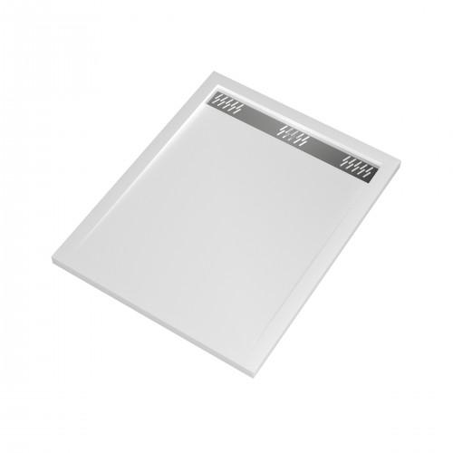 RECEVEUR DE DOUCHE EXTRA PLAT BLANC AVEC CANIVEAU - 100 X 80 CM - PURE 2 AURLANE