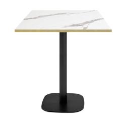 Restootab - Table 70x70cm - modèle Round snack marbre blanc chants laiton - blanc TB-ROUKT-7070M-MB.BLA-LAI_0