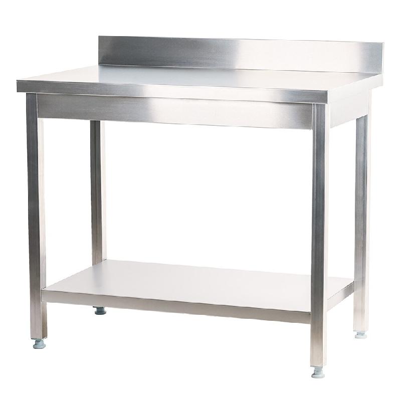 Romux® Table adossée en Acier Inoxydable pour Restauration Murale avec 1 Étagère 2000x700x850 mm | Table de Travail Résistante à la Corrosion -_0