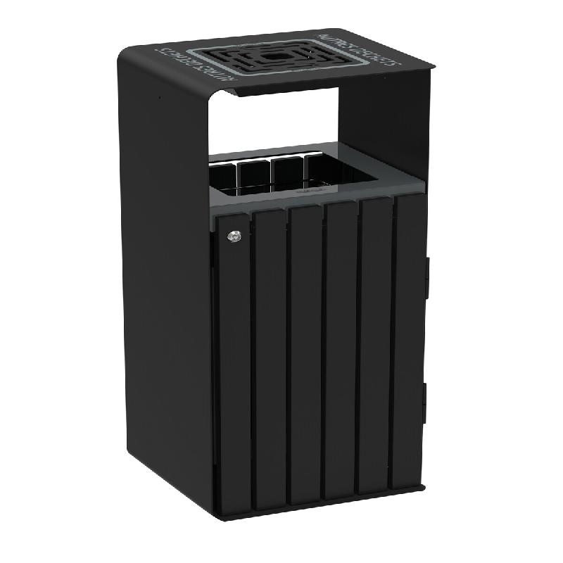 ROSSIGNOL Corbeille galvanisé 110L ouverture calibrée + cendrier 1,5L ARTRI EXTREME autres déchets - noir aluminium 51422_0