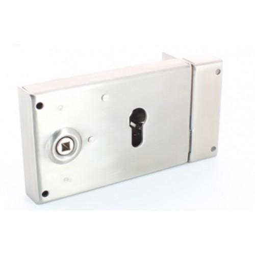 SERRURE EN APPLIQUE HORIZONTALE - POUR CYLINDRE EUROPÉEN - INOX - G DEVISMES