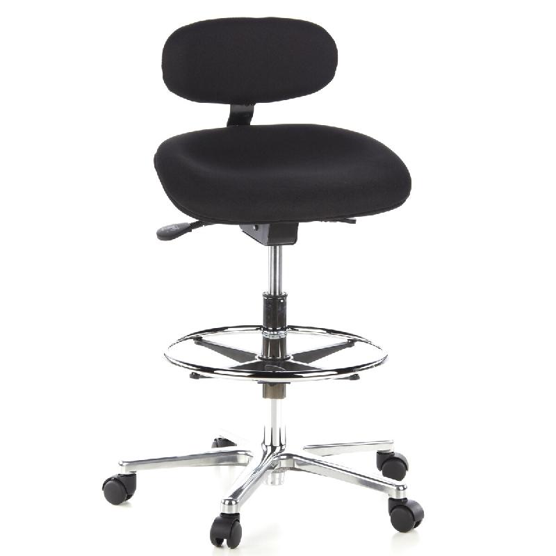 Siège technique / Tabouret technique / Tabouret pivotant WORK MF, tissu noir, chromé hjh OFFICE - noir polyester 608300_0