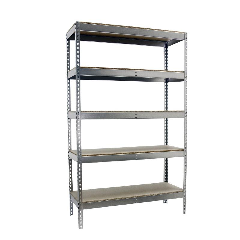 SimonRack Rayonnage industriel, 2000x1800x600 mm, 400 kg au point de flexion, 5 étagères bois, rayonnage garage, Galvanisé/Bois- Ecoforte - argent�_0