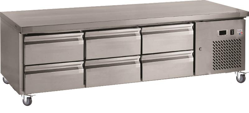 Soubassement réfrigéré -2/+8°c avec 3x2 tiroirs gn 1/2 - 255 litres - P6D-U-GN3100TN_0