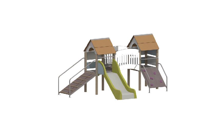 STRUCTURE FRIPOUNETTE BABY-PONT - BOIS - PLATINES - INOX - ORANGE/BLEU-WIKI CAT - MANUTAN COLLECTIVITÉS