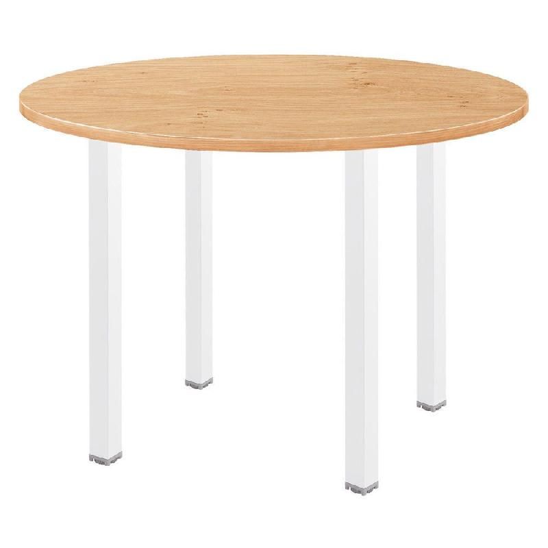 TABLE RONDE ACTUAL L. 100 X 100 CM - PLATEAU CHÊNE  - 4 PIEDS CARRÉS BLANC