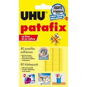 UHU Patafix - Pastilles adhésives prédécoupées, réutilisables, repositionnables, fixation forte - Jaune - Étui de 6 bandes de 80 pastilles_0