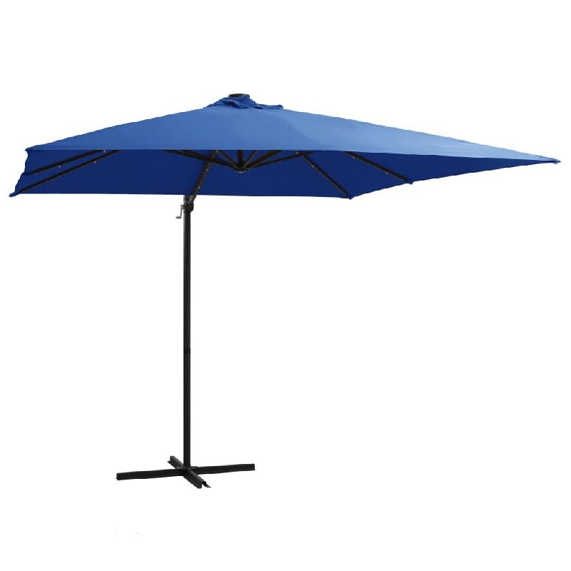 VidaXL Parasol de jardin en porte-à-faux lumières LED et mât en acier Modèle Boréal Balcon Plus - bleu 46997_0